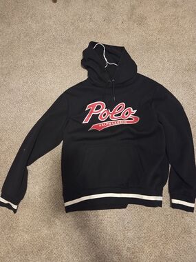 Polo by Ralph Lauren Black Hoodie with Red Logo Script